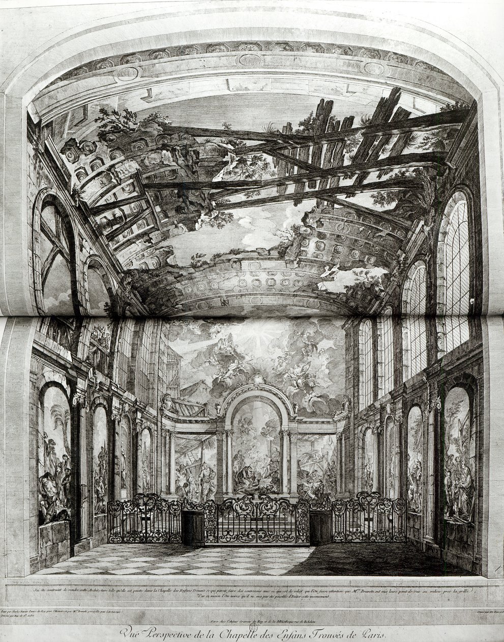 Decoratie van de kapel van het Hospice des Enfants Trouves in Parijs, gegraveerd door Etienne Fessard, c.1750 door Charles Joseph Natoire