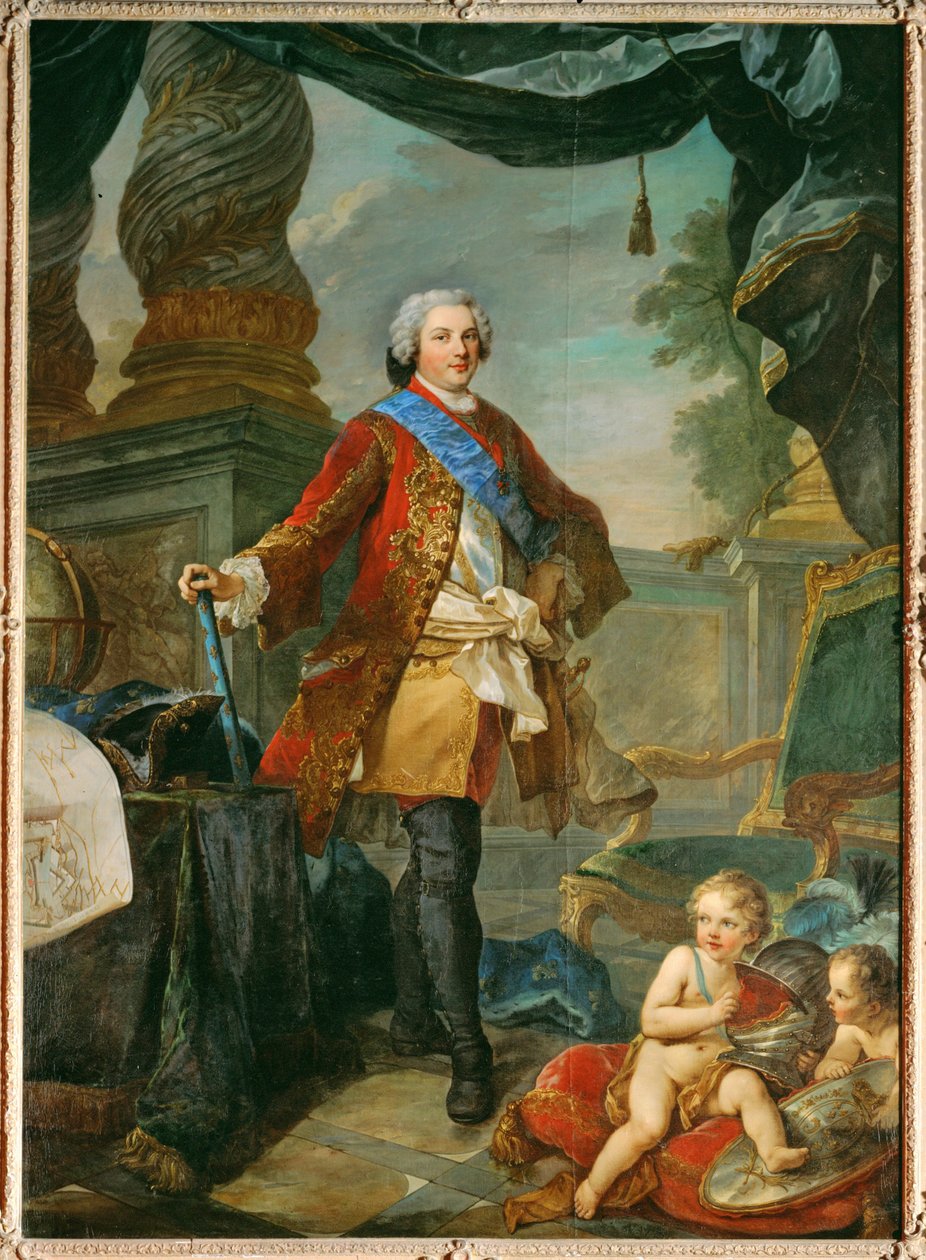 Lodewijk van Frankrijk, kroonprins, zoon van Lodewijk XV ... (schilderij op doek) door Charles Joseph Natoire