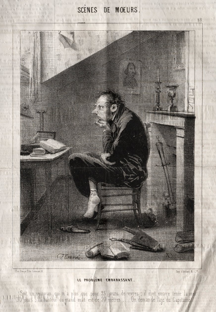 Scènes de Moeurs: Le Problème embarassant door Charles Joseph Traviès de Villers