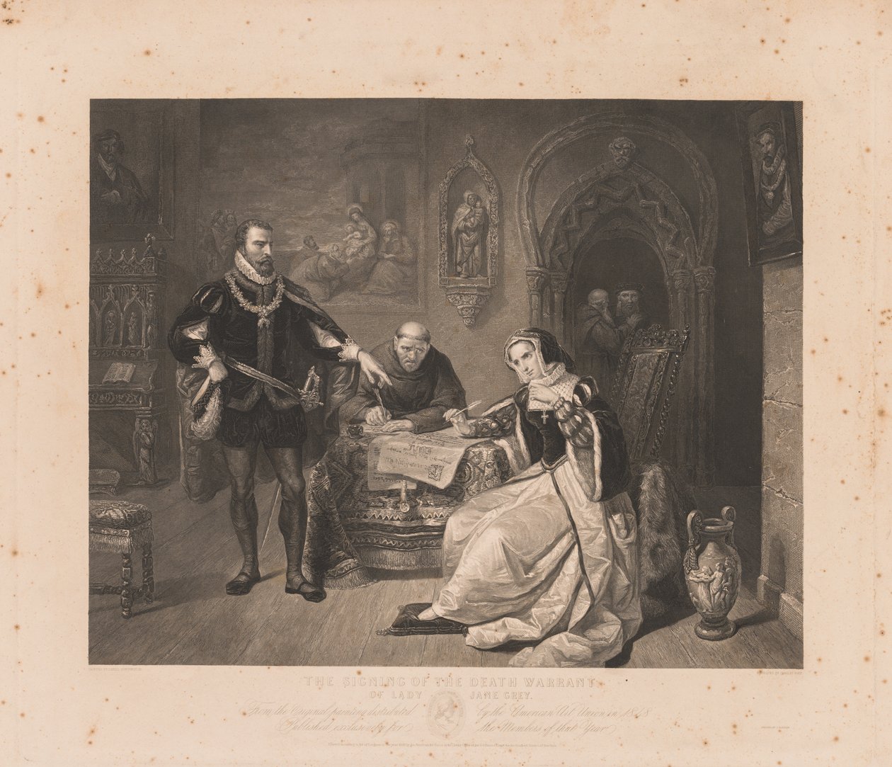 Ondertekening van het Doodsbevel van Lady Jane Grey door Charles Kennedy Burt
