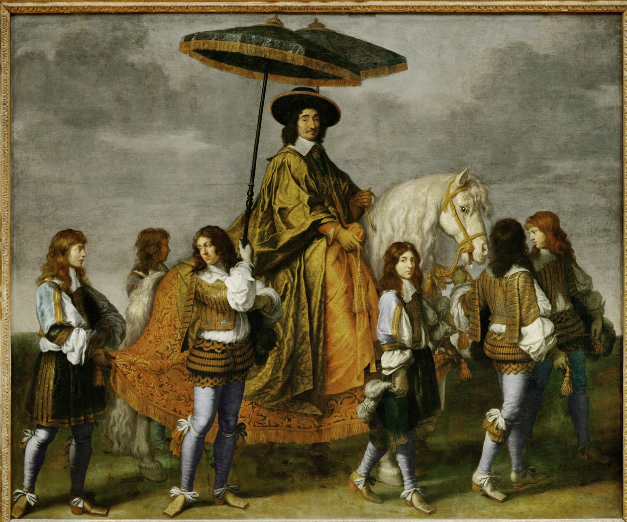Kanselier Pierre Seguier te paard, de jonge kroonprins, de latere Louis XIV ... door Charles Le Brun