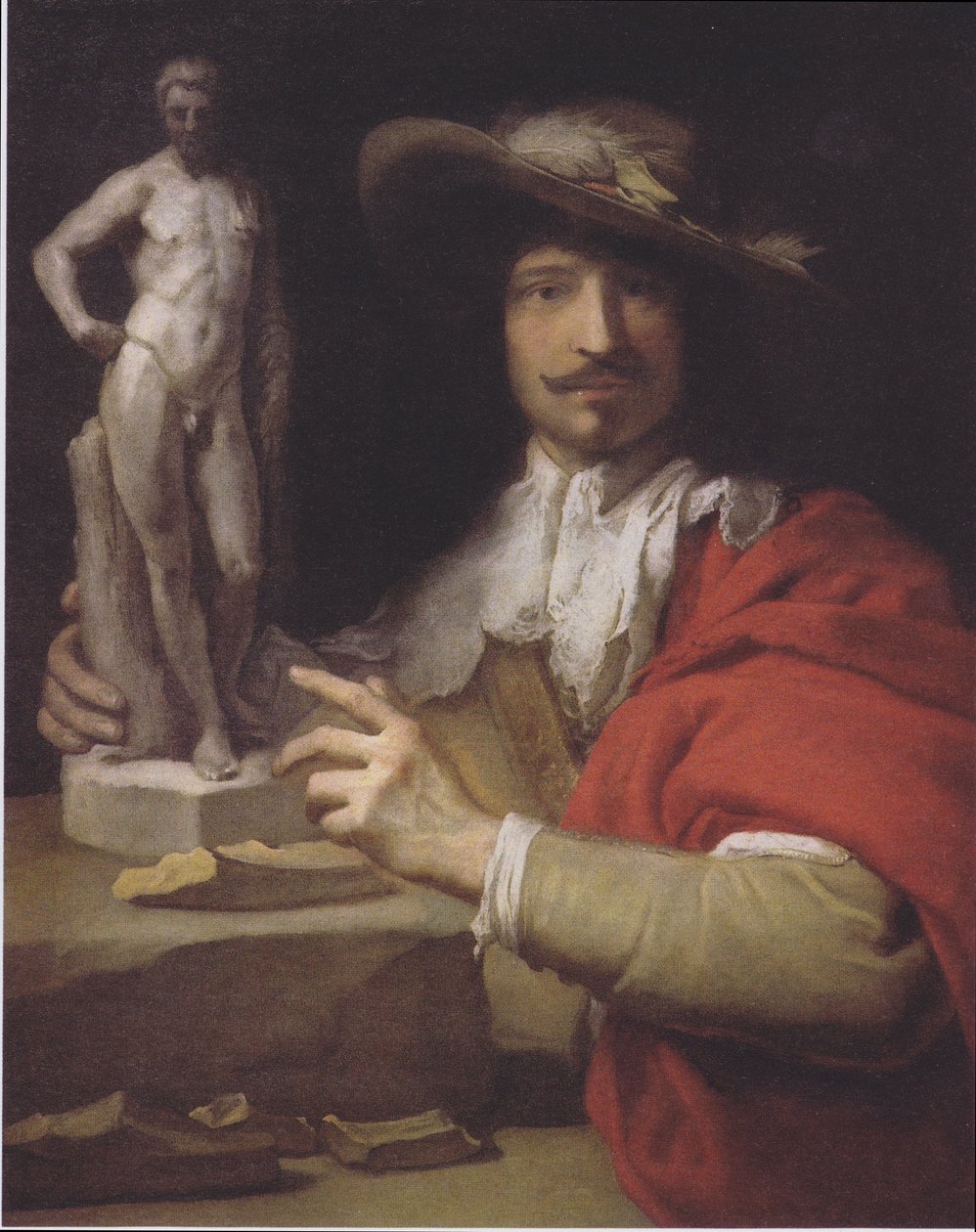 Duits: Porträt des Bildhauers Nicolas le Brun Portret van de Beeldhouwer Nicolas Le Brun door Charles Le Brun