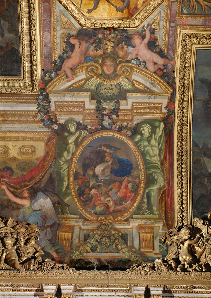 De troepen van Lodewijk XIV verslaan de Turken in Hongarije ... door Charles Le Brun