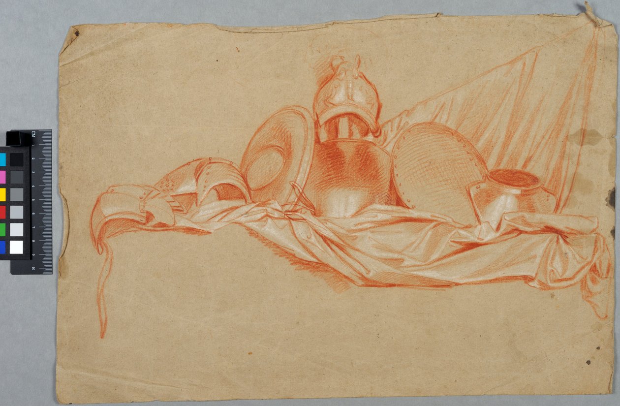 Trophäen auf einem Seidenbanner door Charles Le Brun