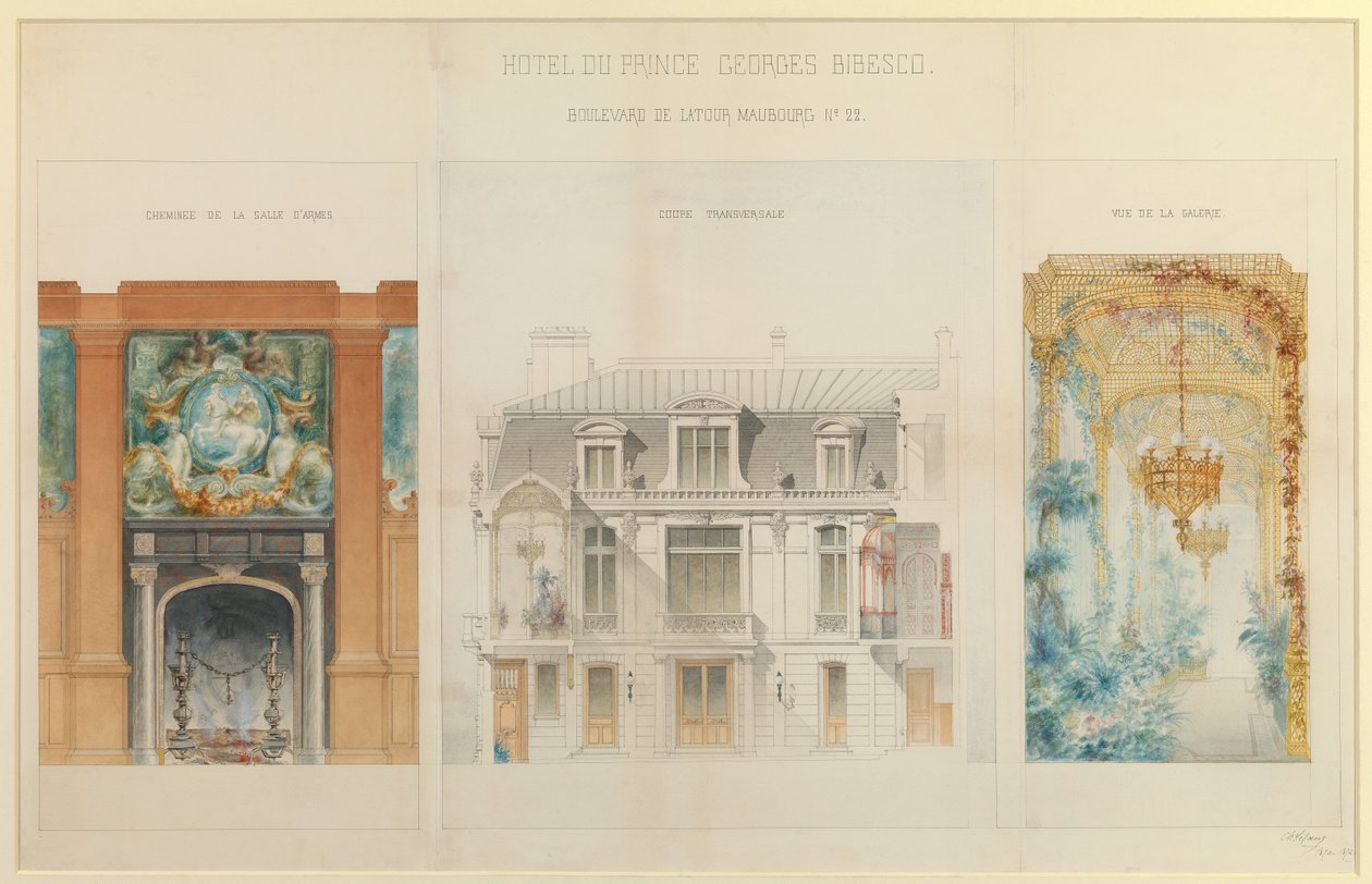 Project voor het hotel van Prins Georges Bibesco door Charles Le Coeur