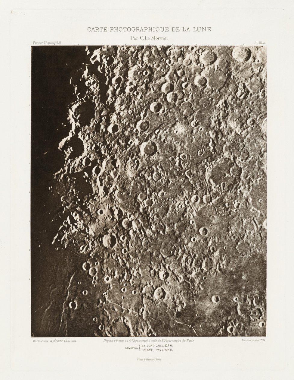 Carte photographique de la lune, planche III.A (Fotografische Kaart van de Maan, plaat III.A),21 oktober door Charles le Morvan