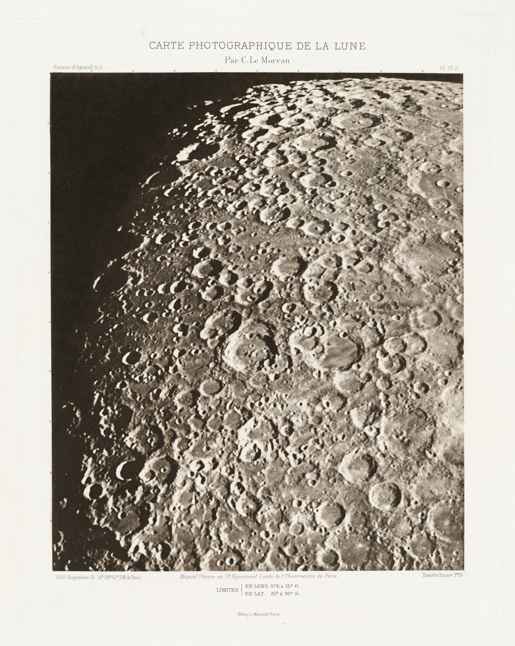 Carte photographique de la lune, planche IV.A (Fotografische Kaart van de Maan, plaat IV.A),13 september door Charles le Morvan