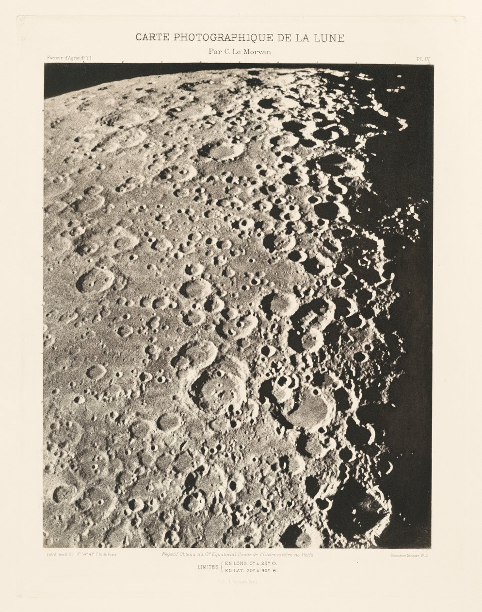 Fotografische kaart van de maan, plaat IV, 27 april door Charles le Morvan
