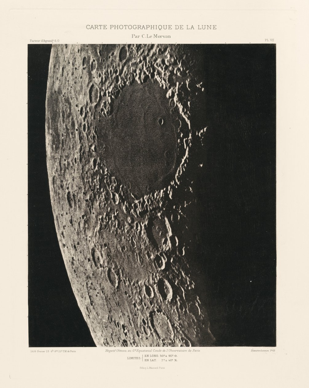 Carte photographique de la lune, planche VII (Fotografische Kaart van de Maan, plaat VII),23 februari door Charles le Morvan