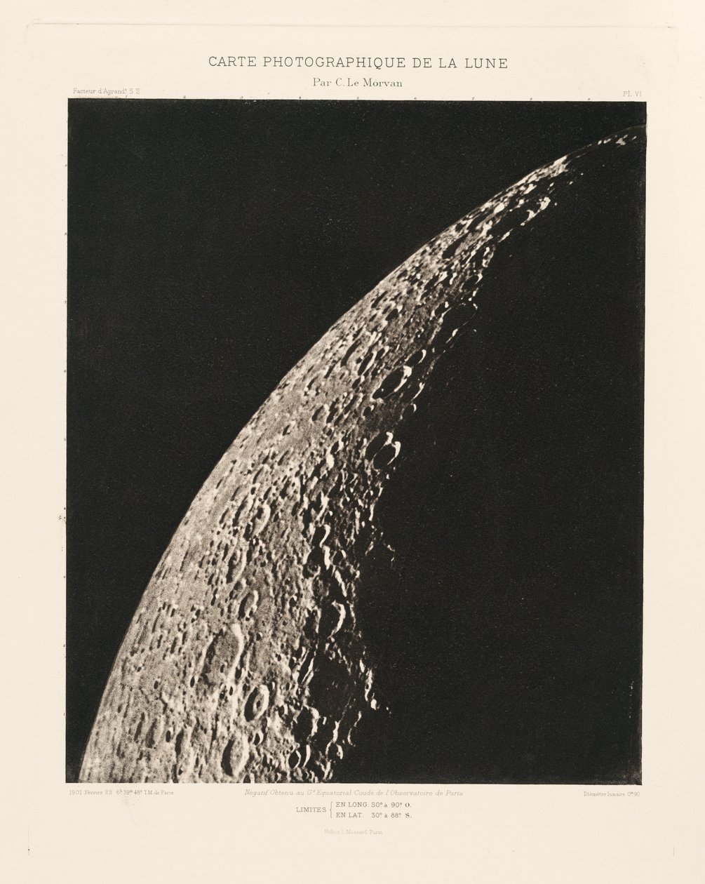 Carte photographique de la lune, planche VI (Fotografische kaart van de maan, plaat VI),22 februari door Charles le Morvan