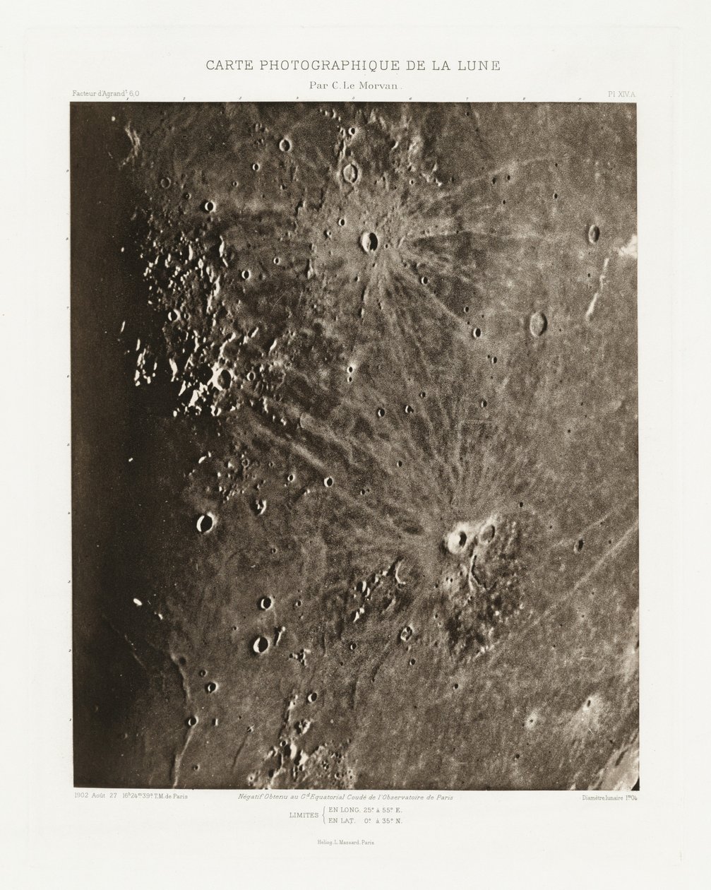 Carte photographique de la lune, planche XIV.A (Fotografische Kaart van de Maan, plaat XIV.A),27 augustus door Charles le Morvan