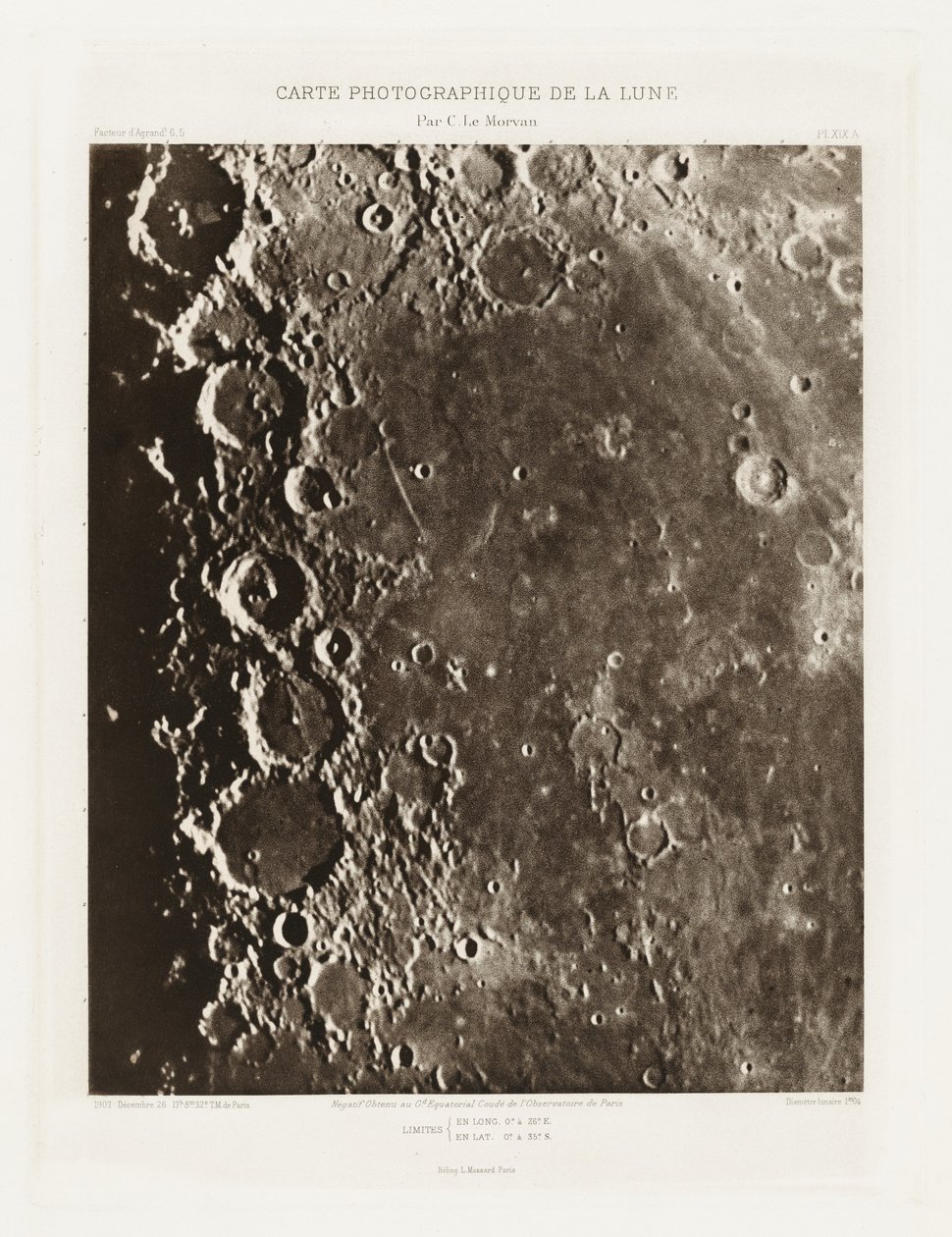 Carte photographique de la lune, planche XIX.A (Fotografische Kaart van de Maan, plaat XIX.A),26 december door Charles le Morvan