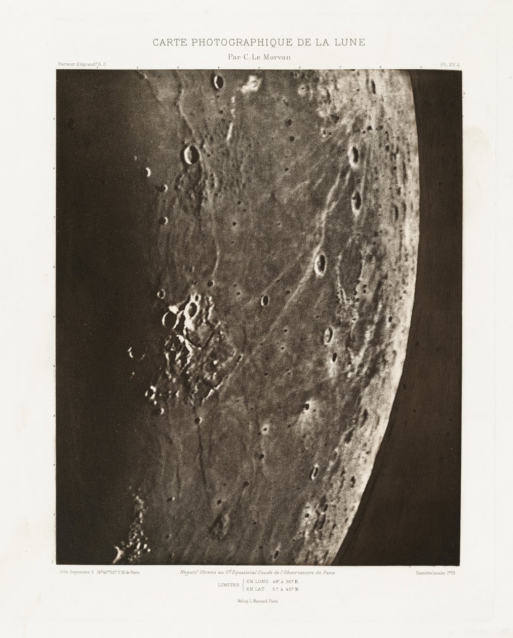 Carte photographique de la lune, planche XV.A (Fotografische Kaart van de Maan, plaat XV.A),5 september door Charles le Morvan