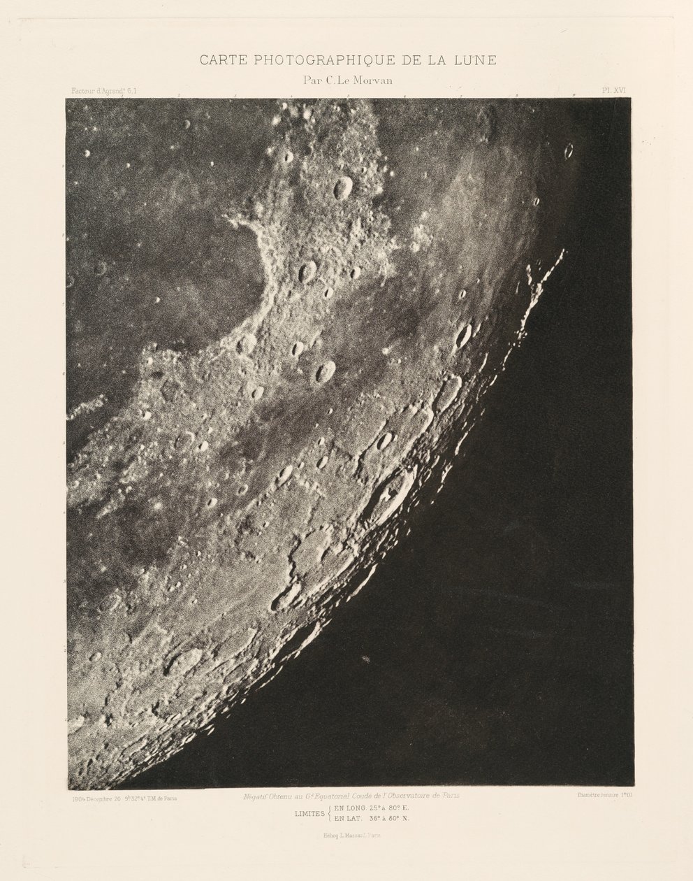 Fotografische kaart van de maan, plaat XVI,20 december door Charles le Morvan