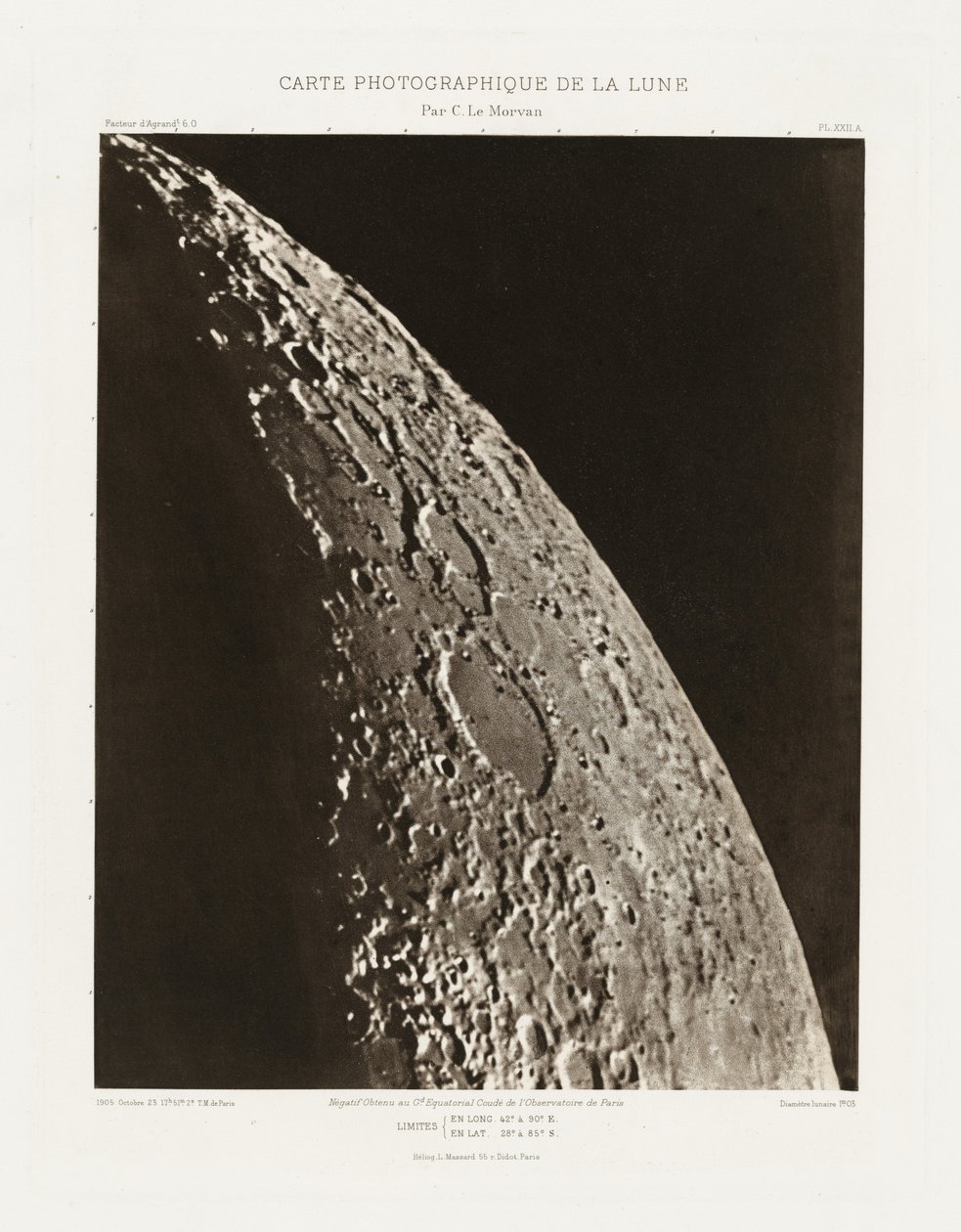 Carte photographique de la lune, planche XXII.A (Fotografische Kaart van de Maan, plaat XXII.A),23 oktober door Charles le Morvan