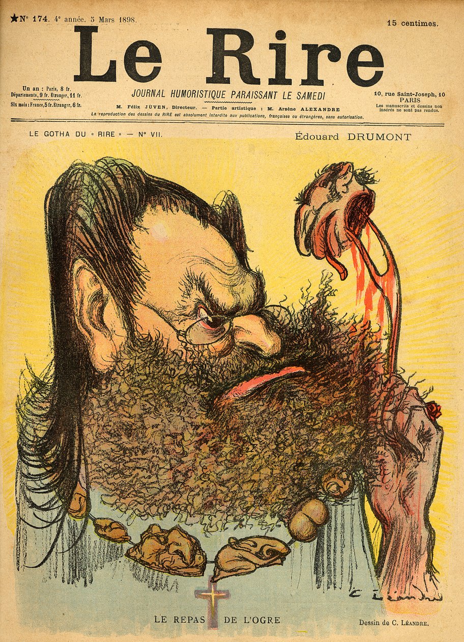 Karikatuur van Edouard Drumont, van de voorpagina van 