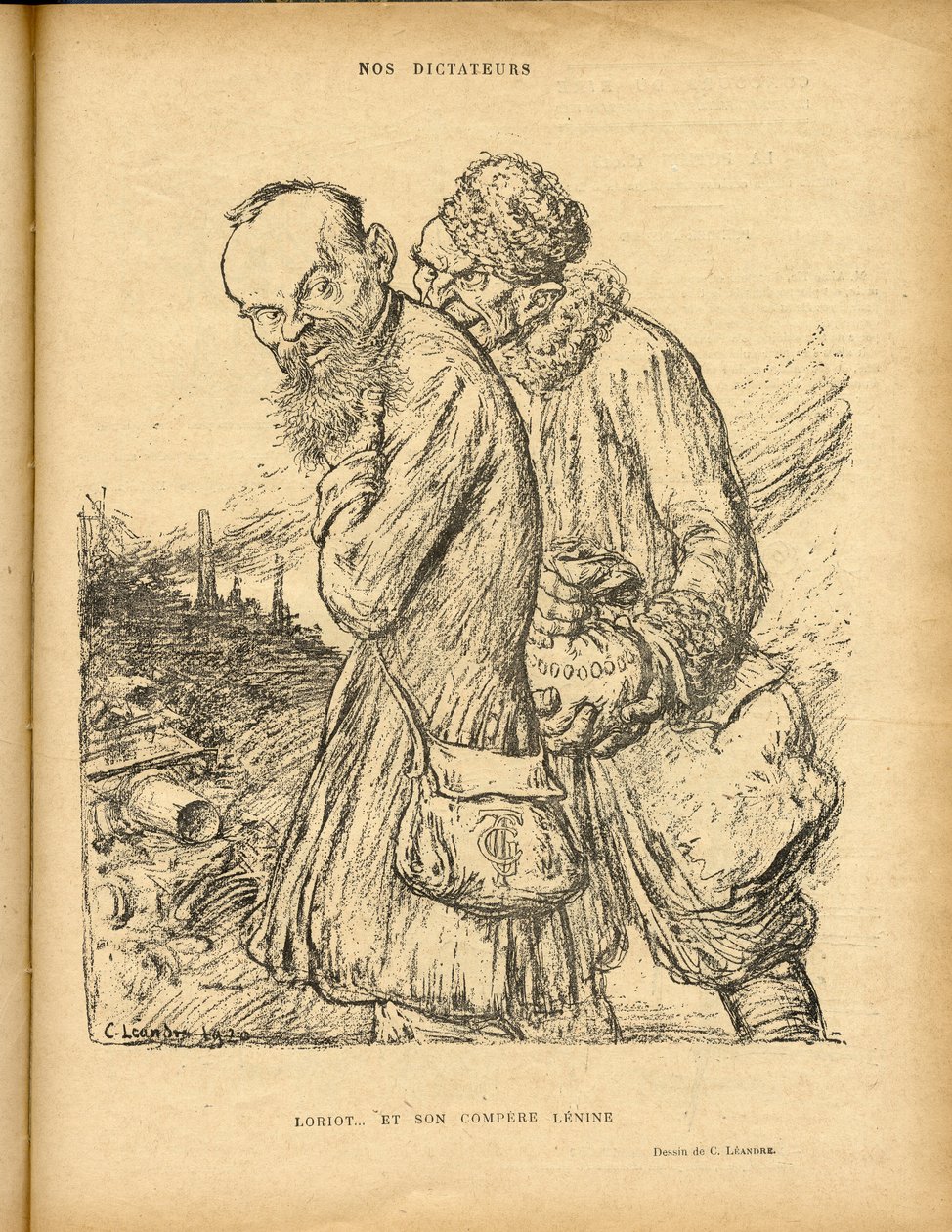 Illustratie van Charles Leandre in Le Rire, 29/05/20 - Loriot en zijn kompaan Lenin door Charles Leandre