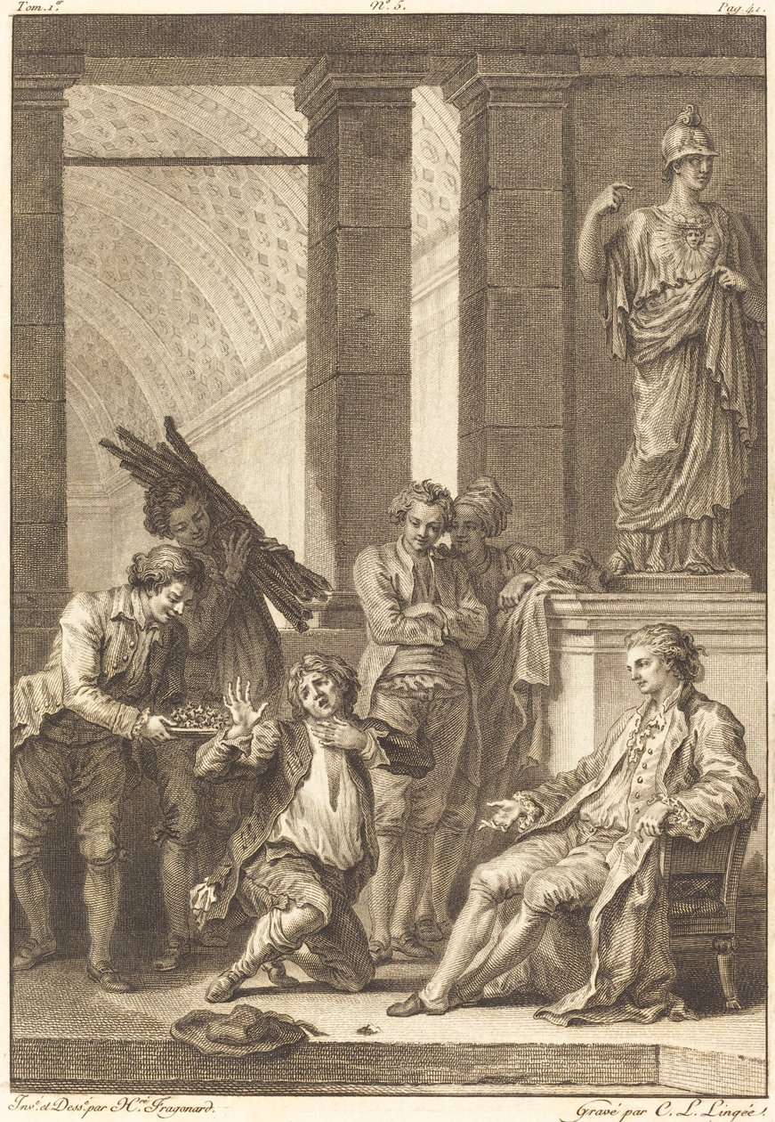 De boer door Charles Louis Lingée after Jean Honoré Fragonard