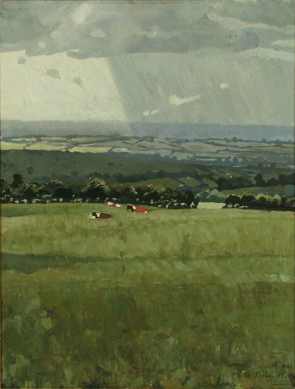 Een herfstlandschap met rustend vee door Charles Marie Dulac
