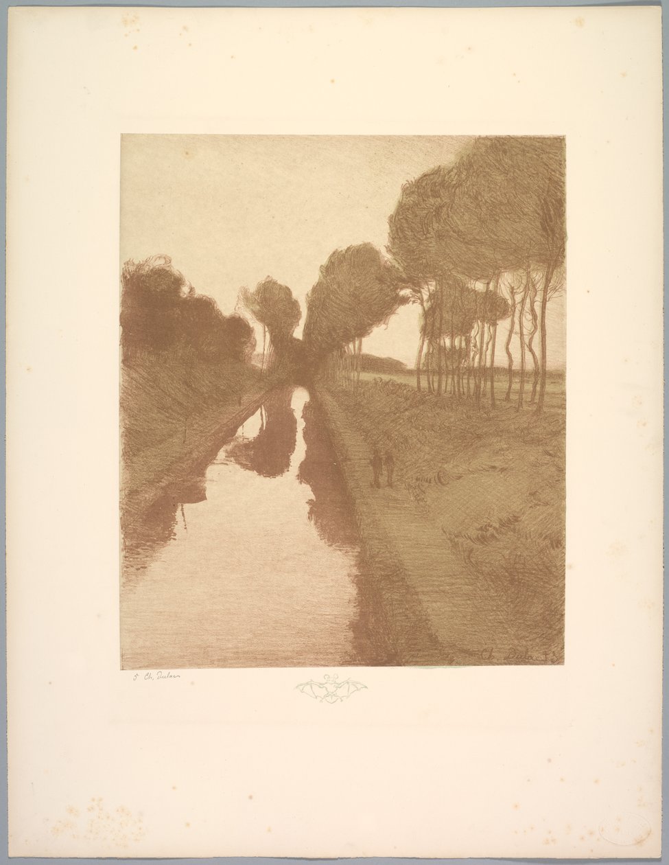 Suite de Paysages: Landschap, Plaat 3, Remarque, Vleermuis, 1892-1893 door Charles Marie Dulac