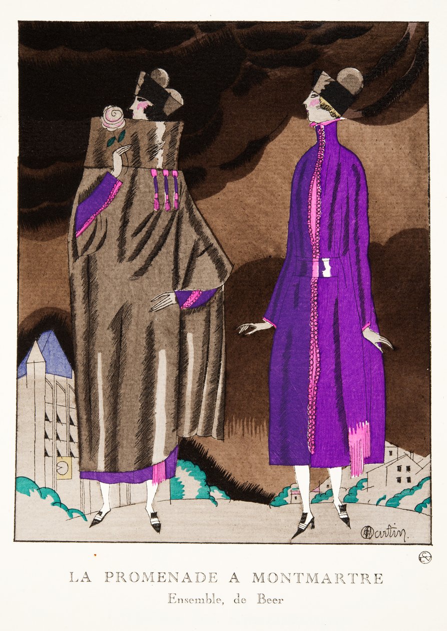 La Promenade à Montmartre, uit een Collectie van Modeplaten, 1920 door Charles Martin