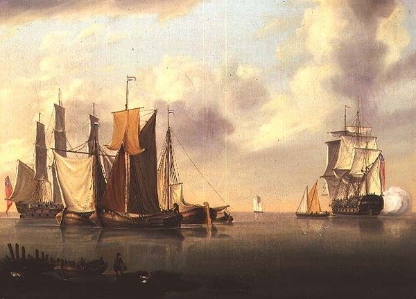 Schepen in een kalmte door Charles Martin Powell