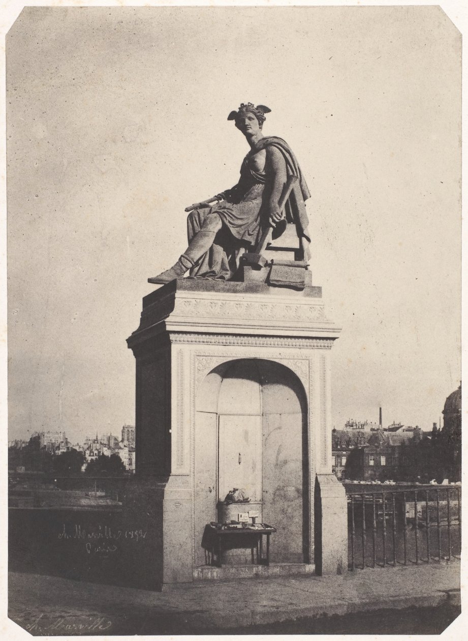 Allegorisch Beeldhouwwerk van Industrie, Pont du Carrousel, 1852 door Charles Marville