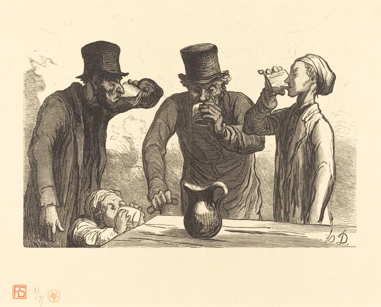 Fysiologie van de drinker: de vier leeftijden door Charles Maurand after Honoré Daumier