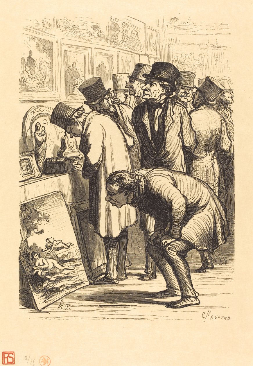 Een Zaal van het Hotel Drouot op een Tentoonstellingsdag door Charles Maurand after Honoré Daumier