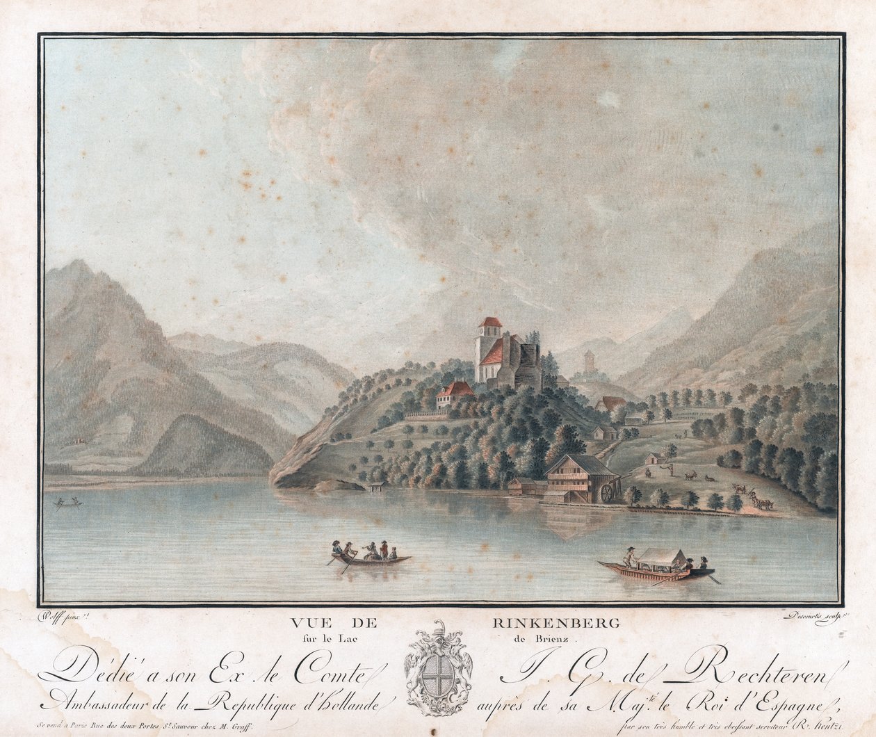 Uitzicht vanaf Rinkenberg over het Brenzermeer door Charles Melchior Descourtis