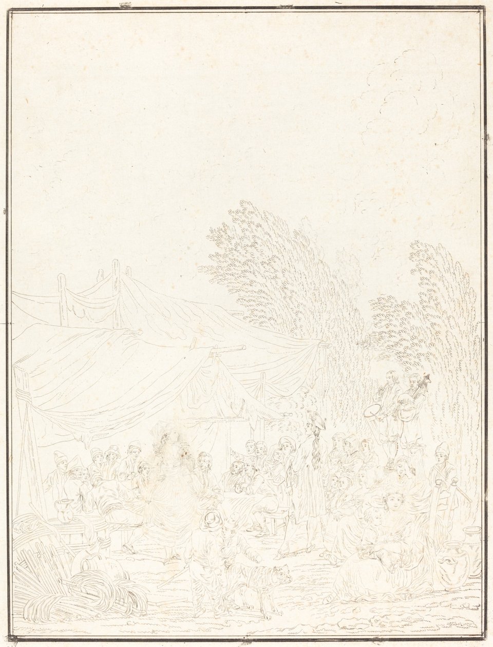 Dorpsbruiloft door Charles Melchior Descourtis after Nicolas Antoine Taunay