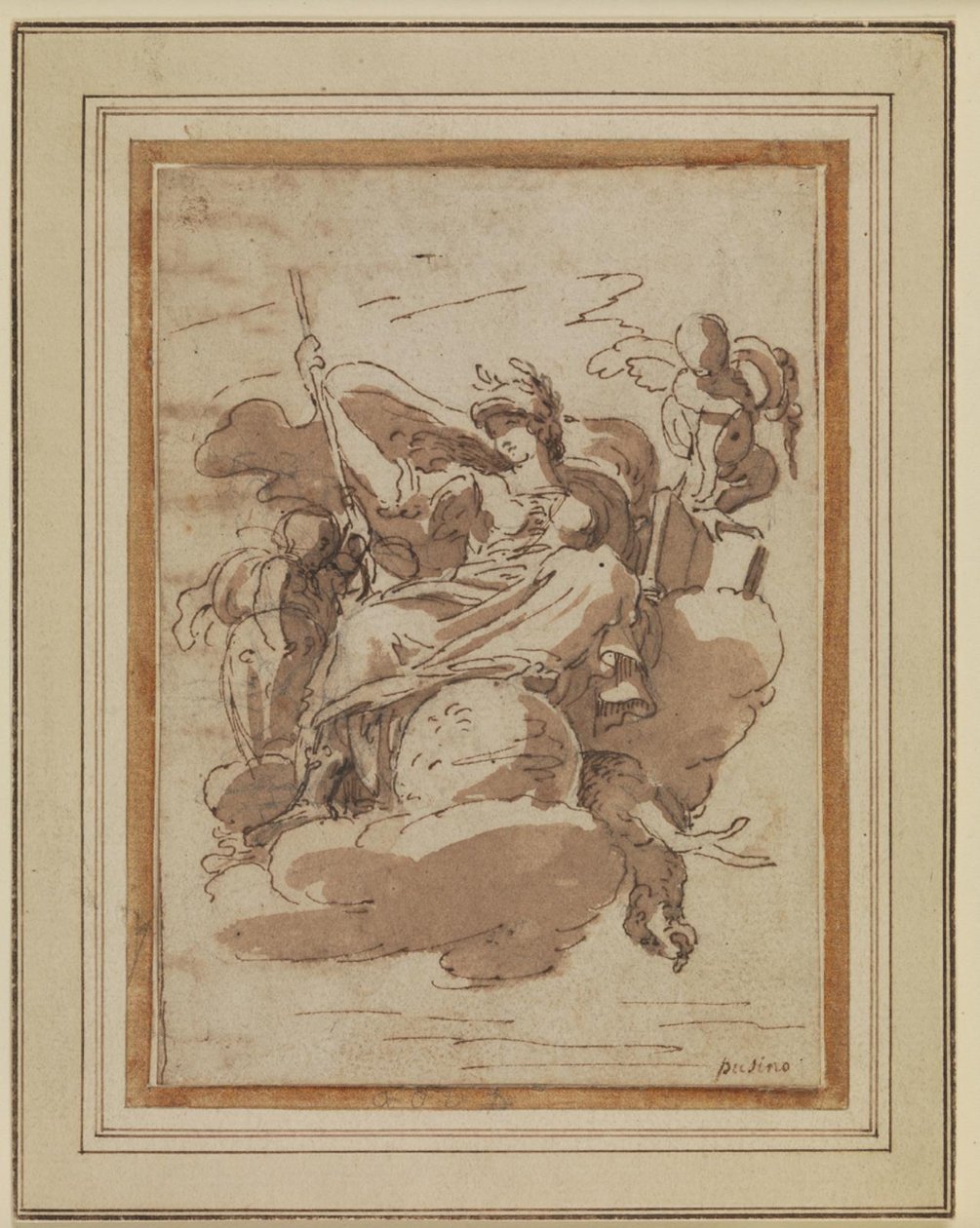 Allegorische vrouwenfiguur, zittend op wolken door Charles Mellin