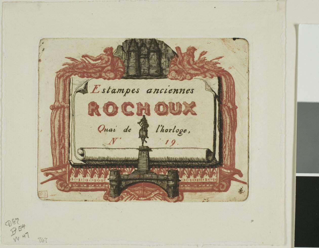 Adreskaart van de prentverkoper, Rochoux door Charles Meryon