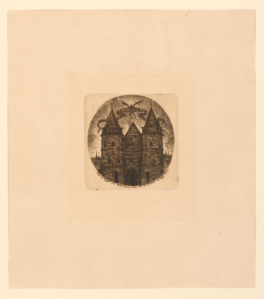 Oude poort van het Paleis van Justitie door Charles Meryon