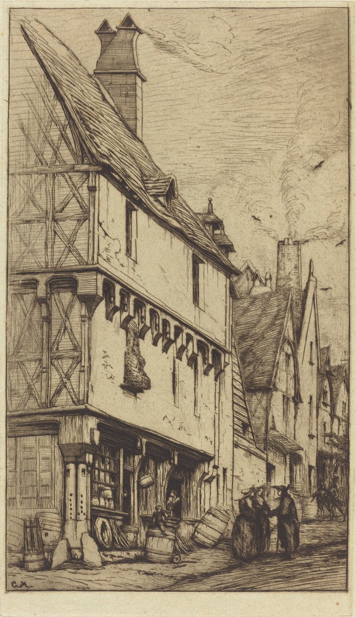 Oude woning in Bourges, genaamd "Het huis van de muzikant" door Charles Meryon