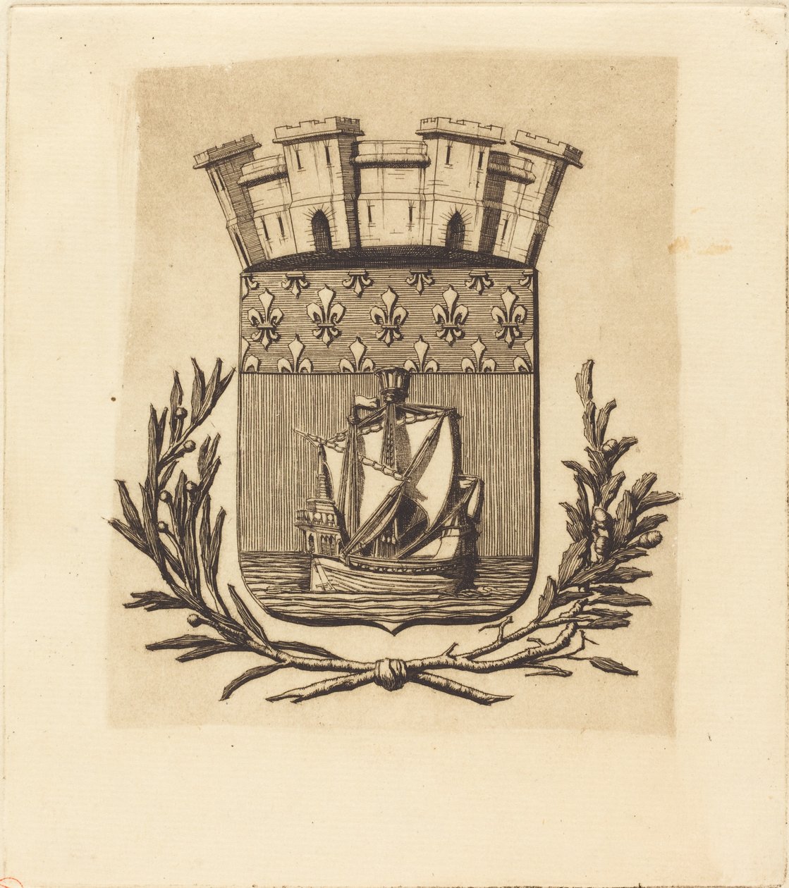 Symbolische wapens van de stad Parijs door Charles Meryon