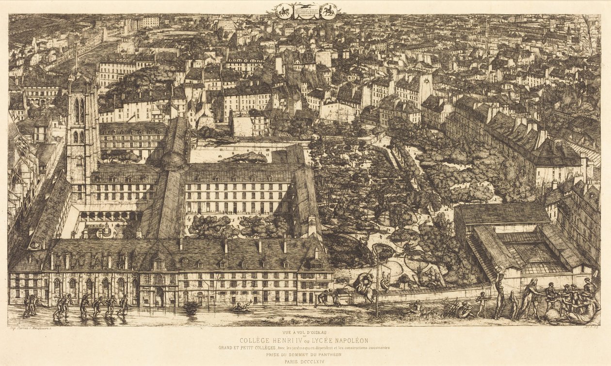 Collège Henri IV, Parijs, of Lycée Napoléon door Charles Meryon