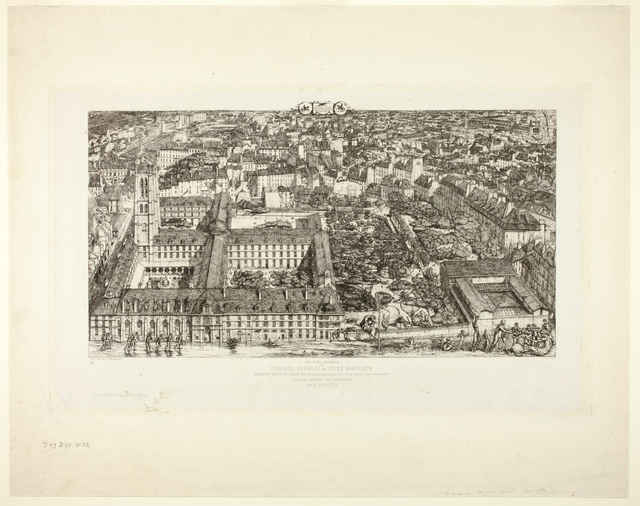 Collège Henry IV (of Lycée Napoléon), Parijs door Charles Meryon
