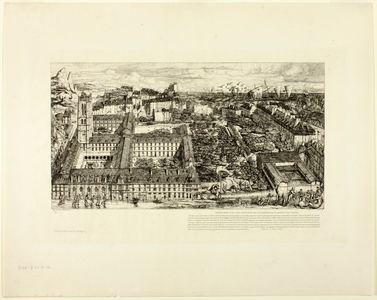 Collège Henry IV (of Lycée Napoléon), Parijs door Charles Meryon