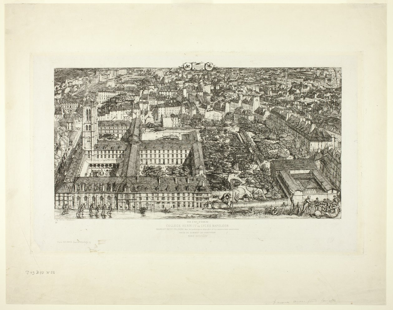 Collège Henry IV (of Lycée Napoléon), Parijs door Charles Meryon