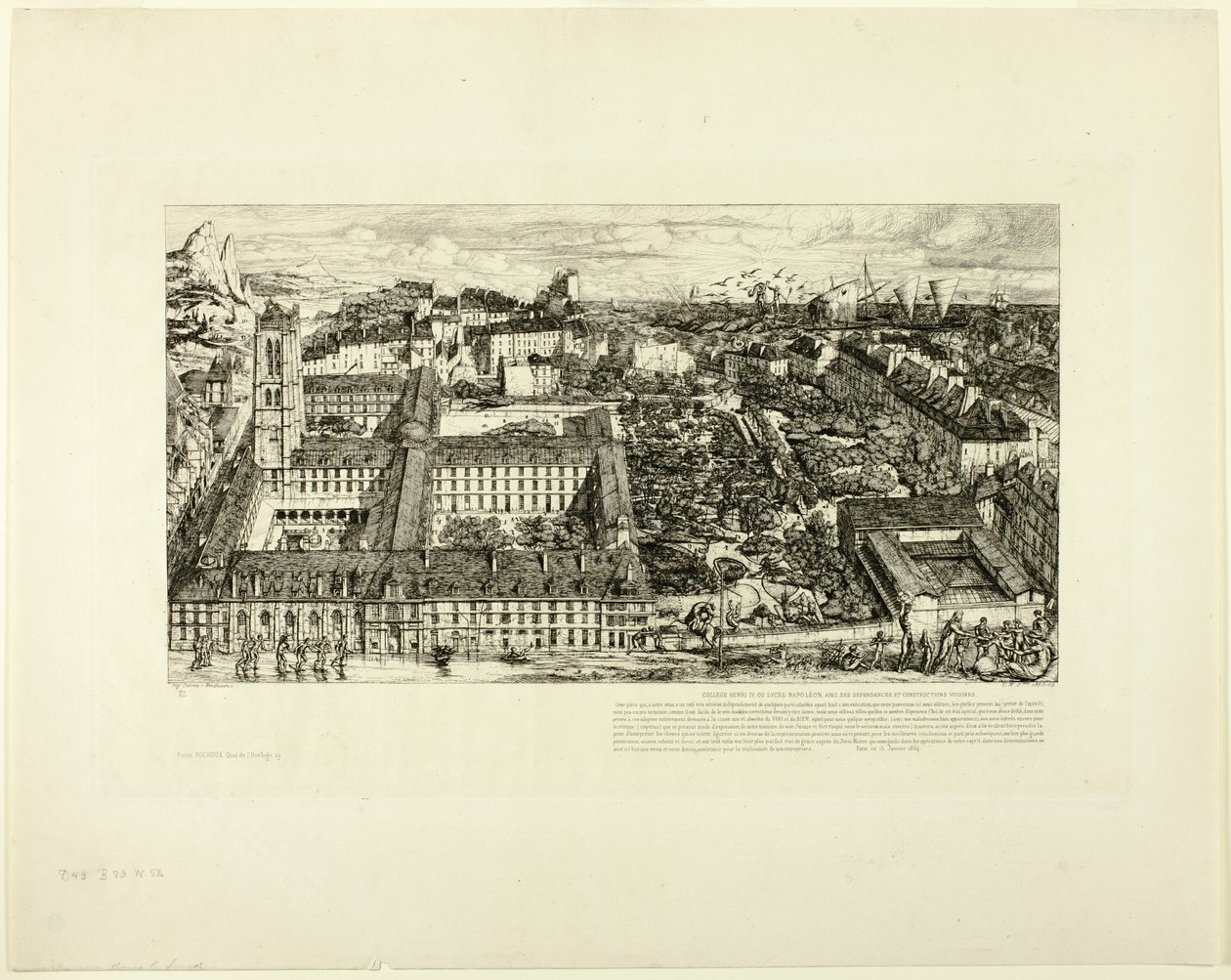 Collège Henry IV (of Lycée Napoléon), Parijs door Charles Meryon