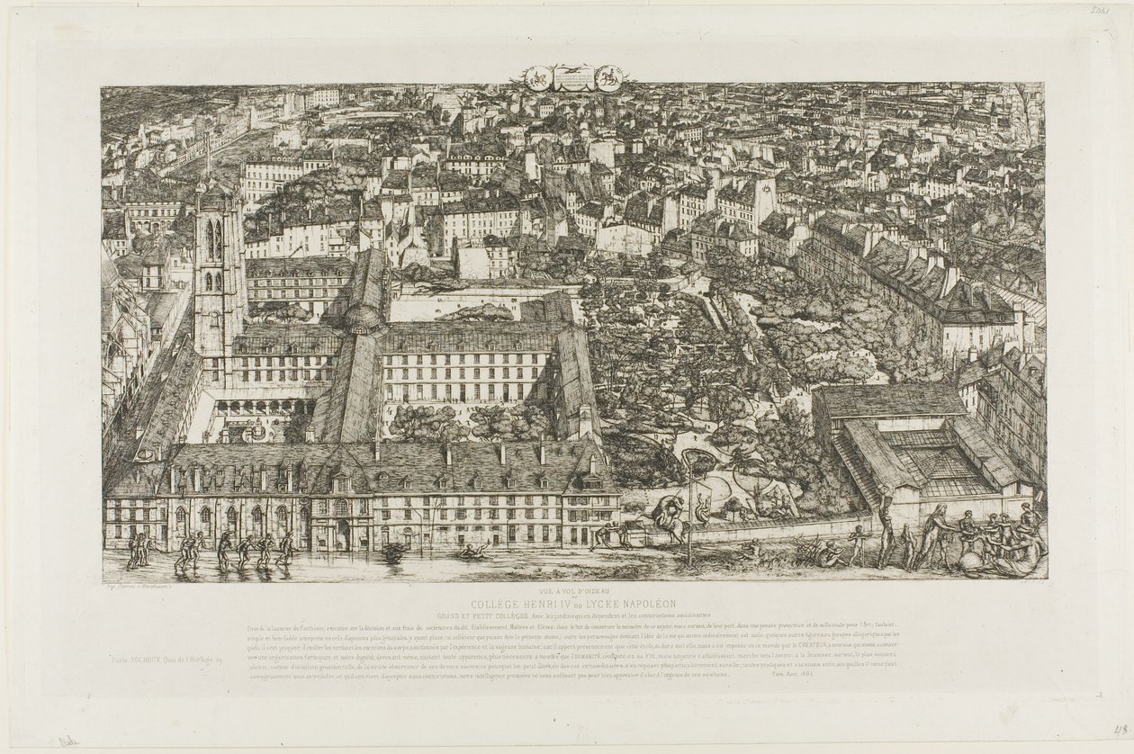 Collège Henry IV (of Lycée Napoléon), Parijs door Charles Meryon