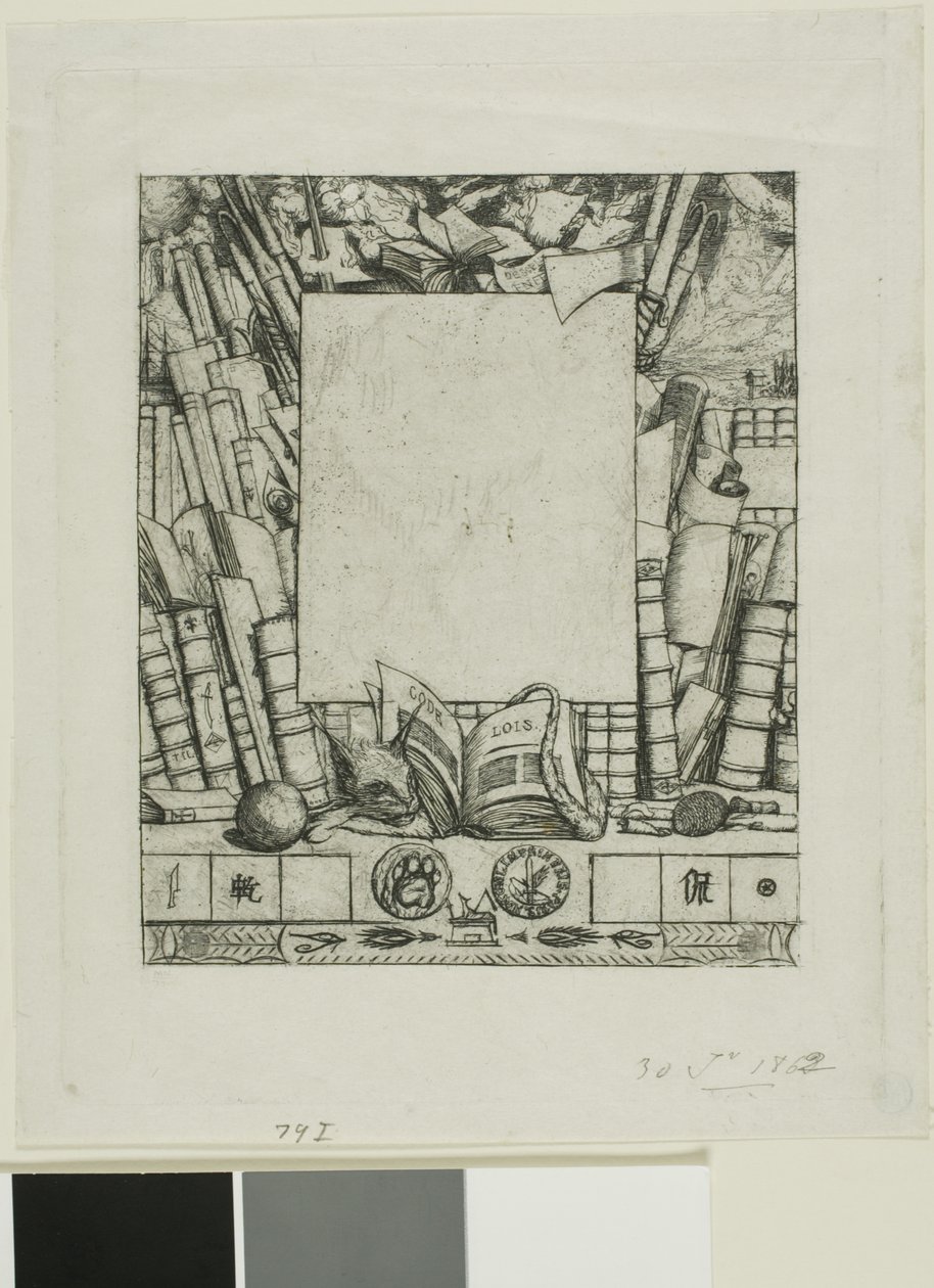 Ontwerp voor een lijst voor het portret van Armand Guéraud door Charles Meryon