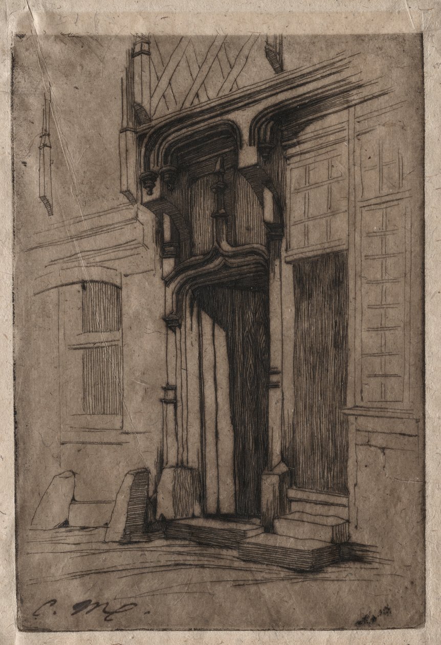Deur van een oud klooster in de Rue Mirabeau, Bourges door Charles Meryon