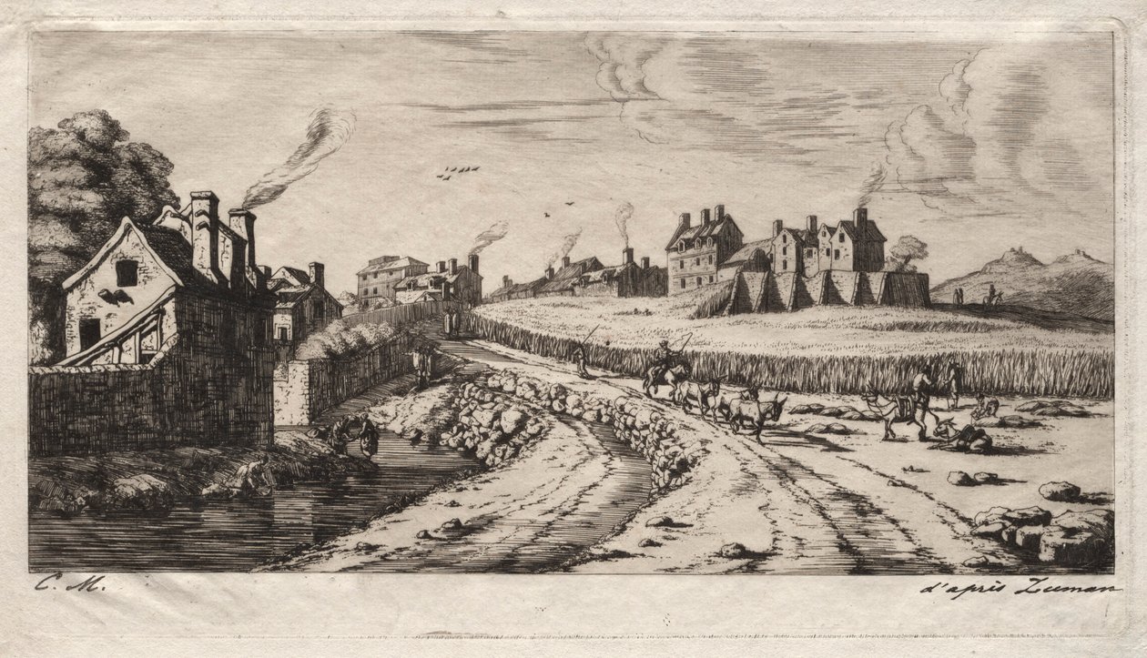 Ingang van de Faubourg, Saint-Marceau, Parijs, 1850 door Charles Meryon