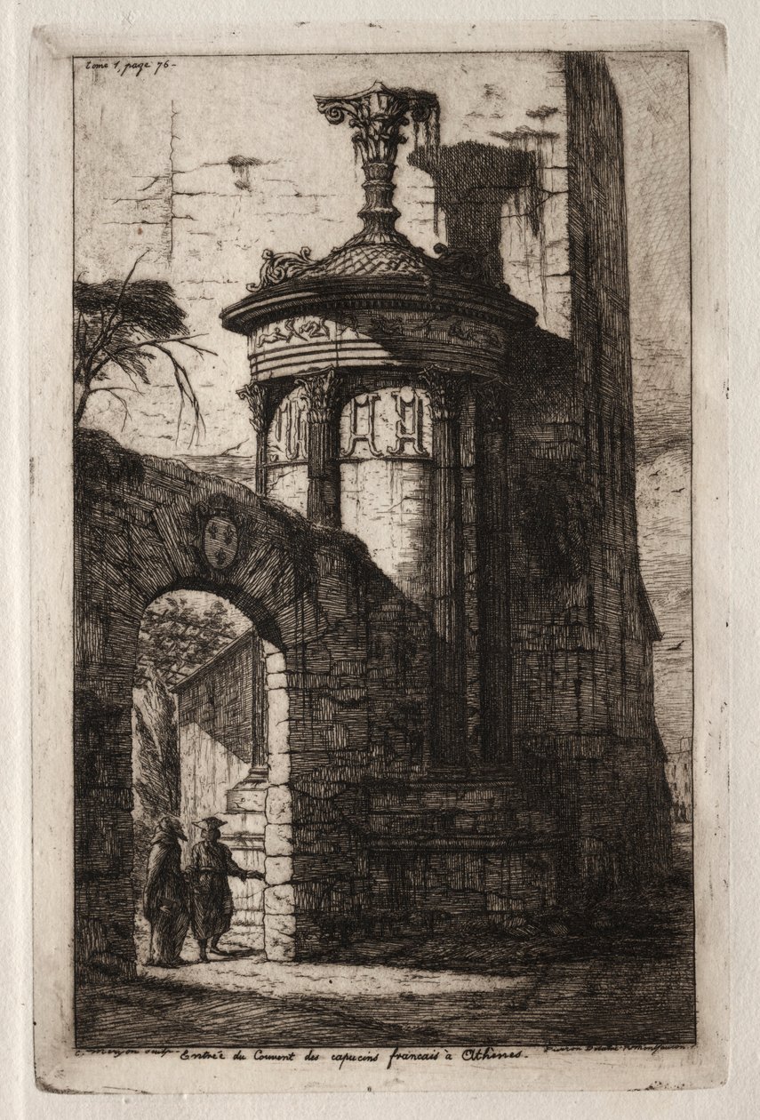 Ingang van het Franse Kapucijnenklooster in Athene, 1854 door Charles Meryon