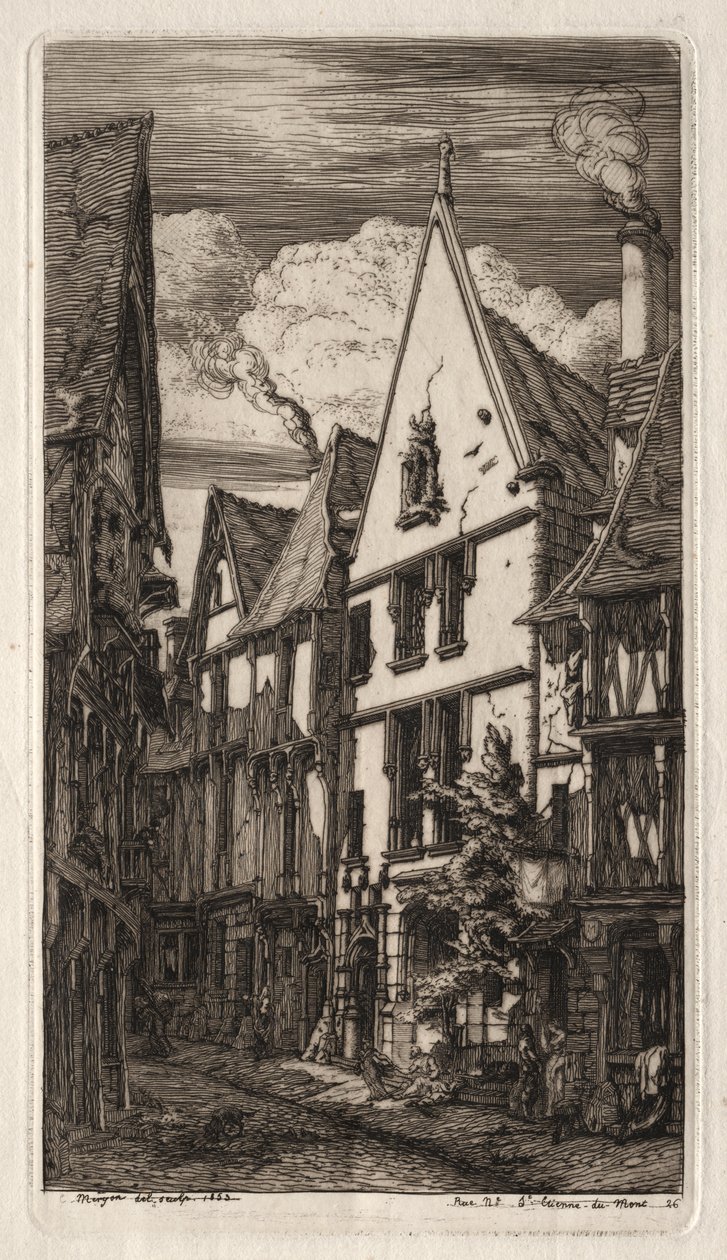 Etchings van Parijs: à Bourges door Charles Meryon
