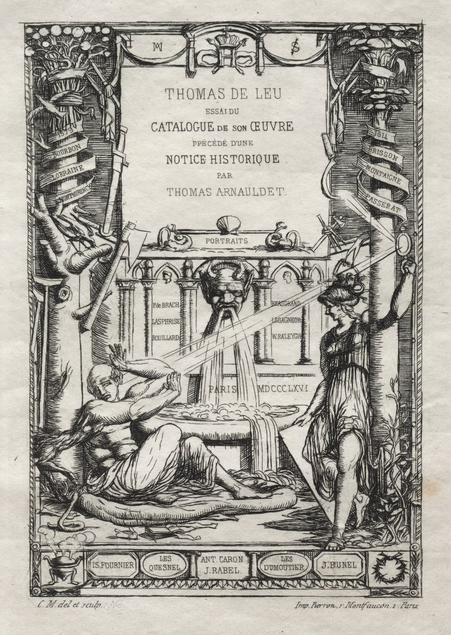 Frontispice voor een Catalogus van de Gravures van Thomas de Leu door Charles Meryon
