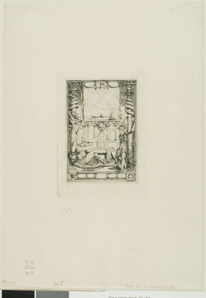 Frontispice voor de catalogus van de gravures van Thomas De Leu door Charles Meryon