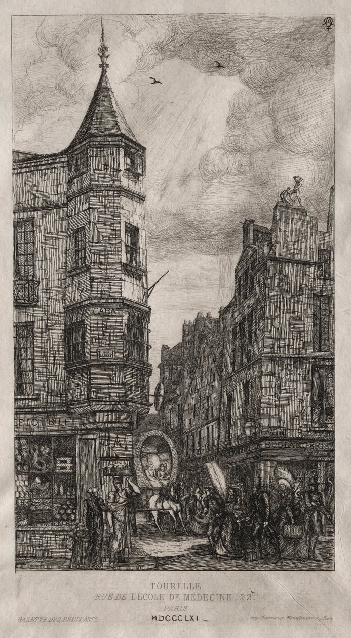 Huis met een torentje, nr. 22 Schoolstraat van de Geneeskunde, 1861 door Charles Meryon